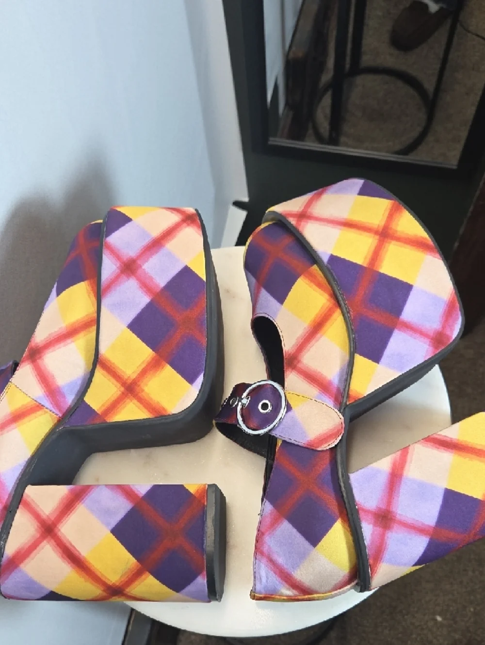 dELiA*s Multicolor Plaid Platform Mary Jane Heels Size 10 *RARE VINTAGE